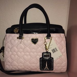 Pink heart quilted Betsey Johnson bag
